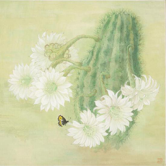 仙人掌 ，常沙娜 ，2005 ，45.5×45.5cm