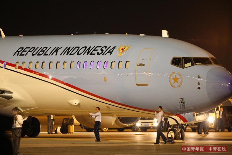 印度尼西亚总统佐科乘坐的专机。中国青年报·中青在线记者 李建泉/摄