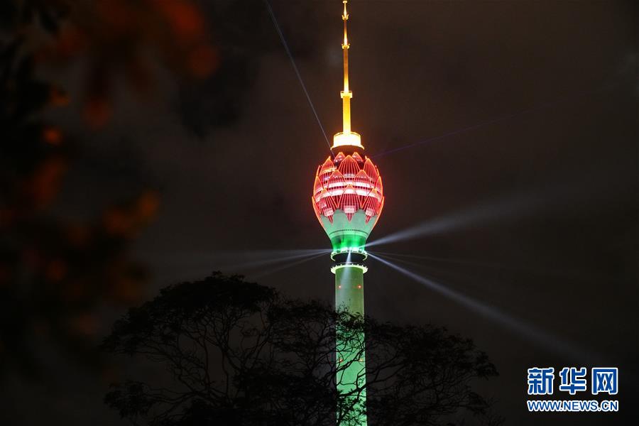 （国际）（1）中企承建的斯里兰卡莲花电视塔举行竣工庆典