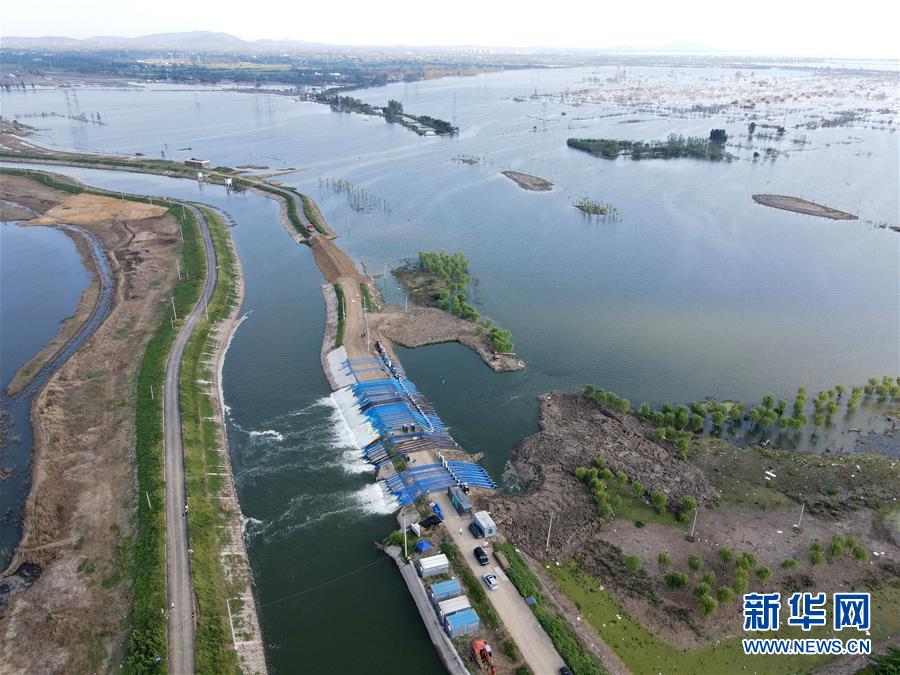 （防汛抗洪）（1）安徽：十八联圩生态湿地蓄洪区开机排涝