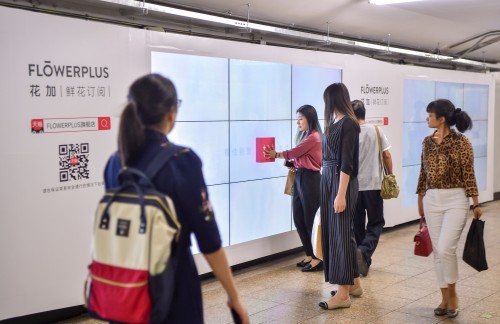 花加超大幅浪漫花墙 俘获一票少女心