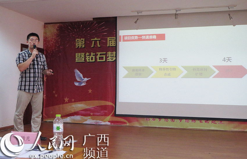 来自广西大学的南宁国拓生物科技有限公司团队正在进行项目展示