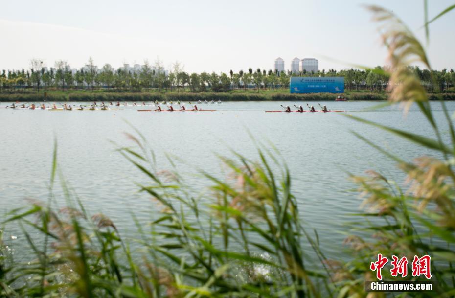 天津全运会皮划艇静水比赛 水上冲刺