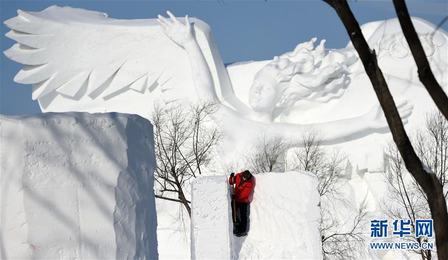 （社会）（5）哈尔滨：国际雪雕比赛开铲
