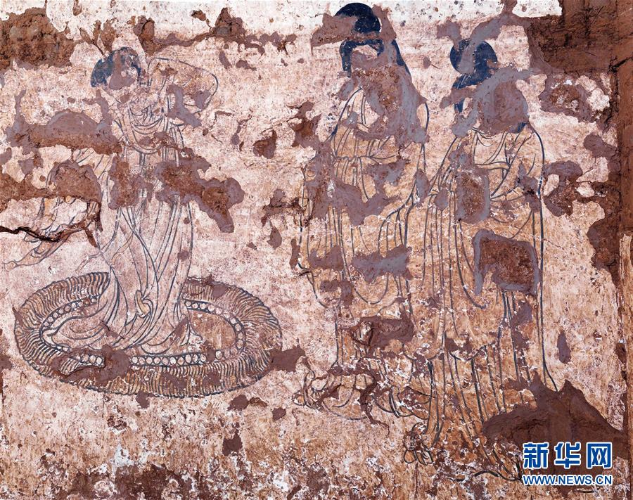 （图文互动）（1）陕西发现现存最早唐墓山水屏风壁画