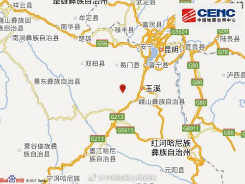 云南玉溪市峨山县发生3.4级地震震源深度10千米