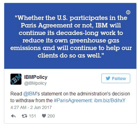 多位商业大佬怒斥特朗普:退出《巴黎协定》是