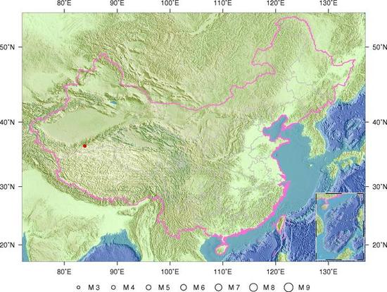 6月26日15时35分新疆和田地区民丰县发生3.3级地震