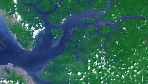 1 图为美国宇航局Terra卫星2014年拍下的塞拉利昂河俯瞰图。
