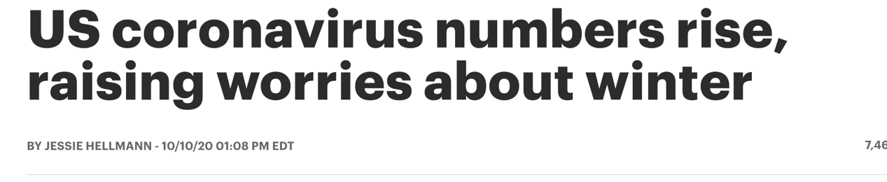 最高峰|美国迎八月中旬以来单日新增新冠感染数最高峰 疫情或在冬季继续恶化