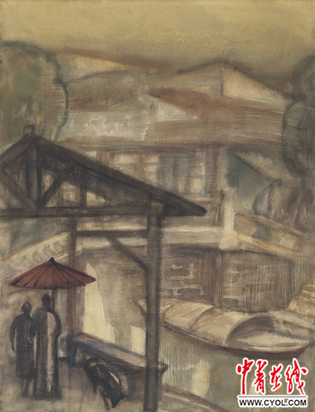 秋雨系列(一)水彩画66x51.52007中国美术馆藏