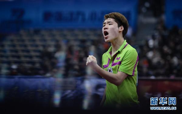 （体育）（3）乒乓球——亚锦赛男子团体半决赛：韩国队晋级决赛