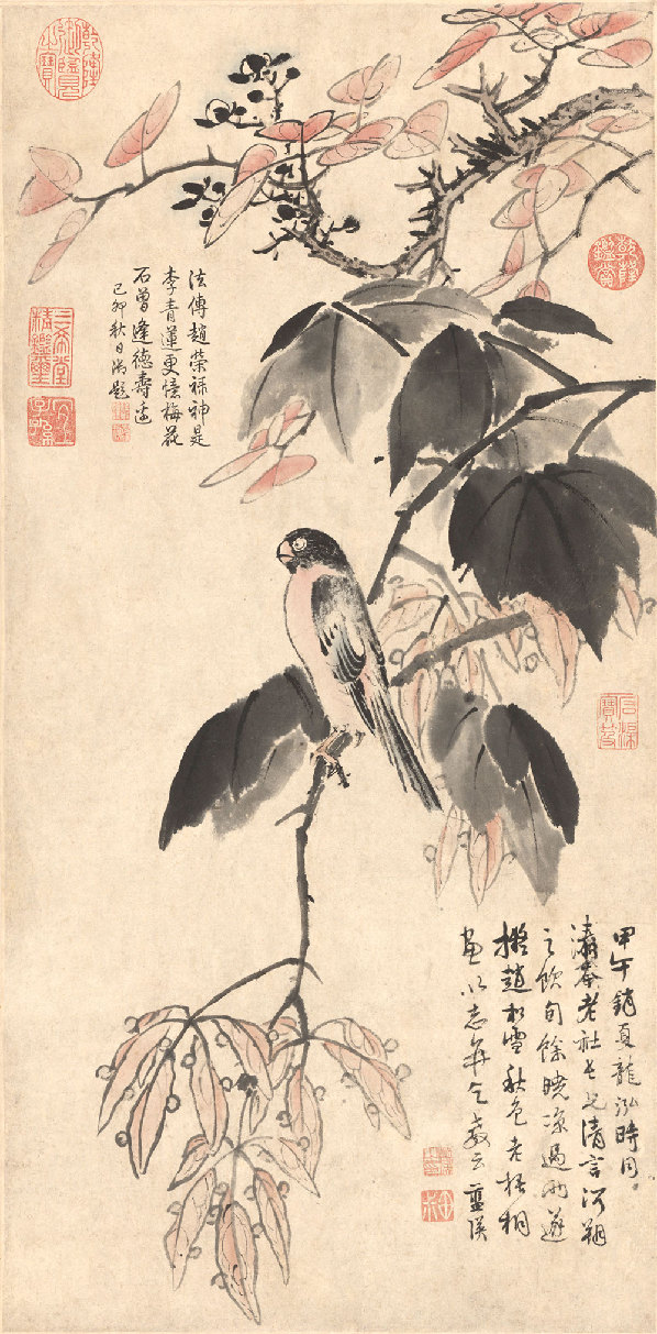 明 蓝瑛秋色梧桐图 轴(故宫博物院藏)展览名为"湖上有奇峰",便是指